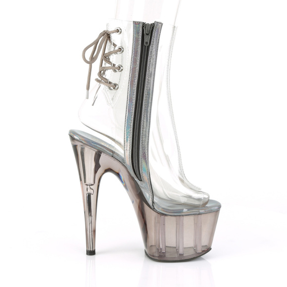 Platform Lace Up Back Clear High Heel Ankle Boots